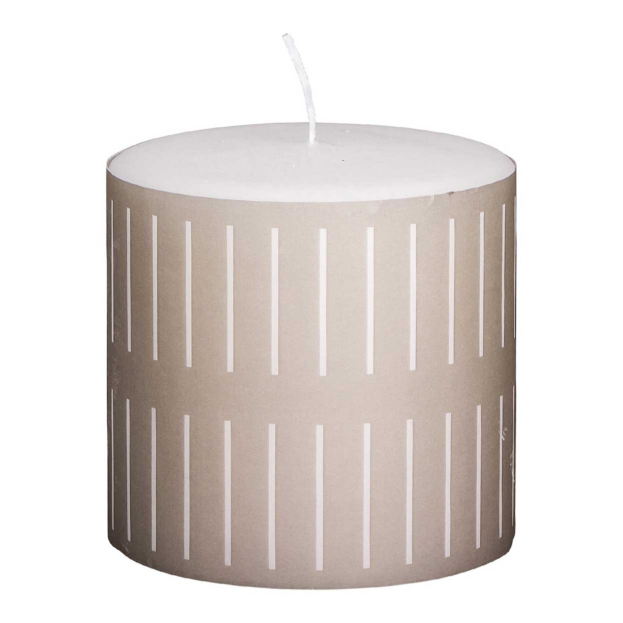 Broste Candle Pillar Cut H100 Taupe Stripe